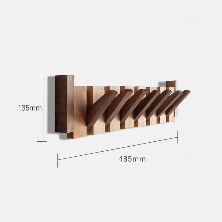Garderobenleiste Holz, 8 Klapphaken | Klavierdesign, Nussbaum & Buche | Platzsparende Magnethaken für die Diele 11