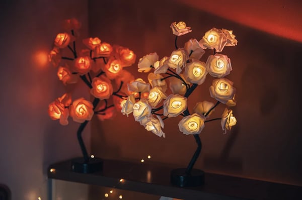 LED Rosenbaum Geschenk handgefertigt Kunststoffrahmen mit warmem Licht