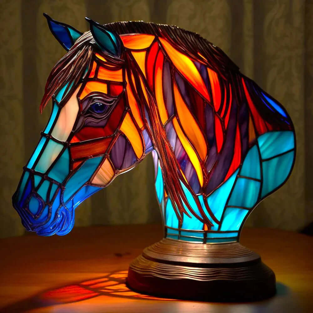 Buntglas Tiernachttischlampe | Handgefertigtes Tiermotiv aus Glas und Metall | Warmes Licht für Deko und Geschenk 12