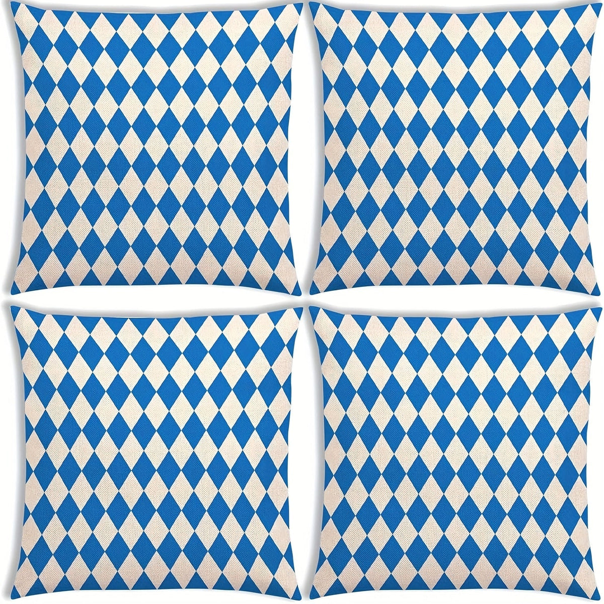 Oktoberfest Kissenhüllen mit Rautenmuster, 100% Leinen | 4er Set, verdeckter Reißverschluss | Maschinenwaschbar für Sofa & Bett 1