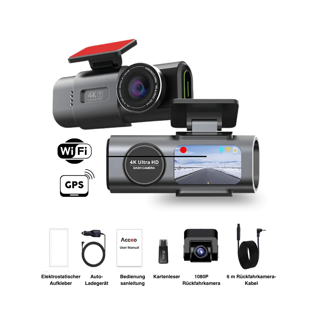 4K Dashcam mit Nachtsicht & Doppelkamera | WLAN, GPS, G-Sensor & 24H Parküberwachung | Front 4K, Heck 1080p, Loop-Recording 18