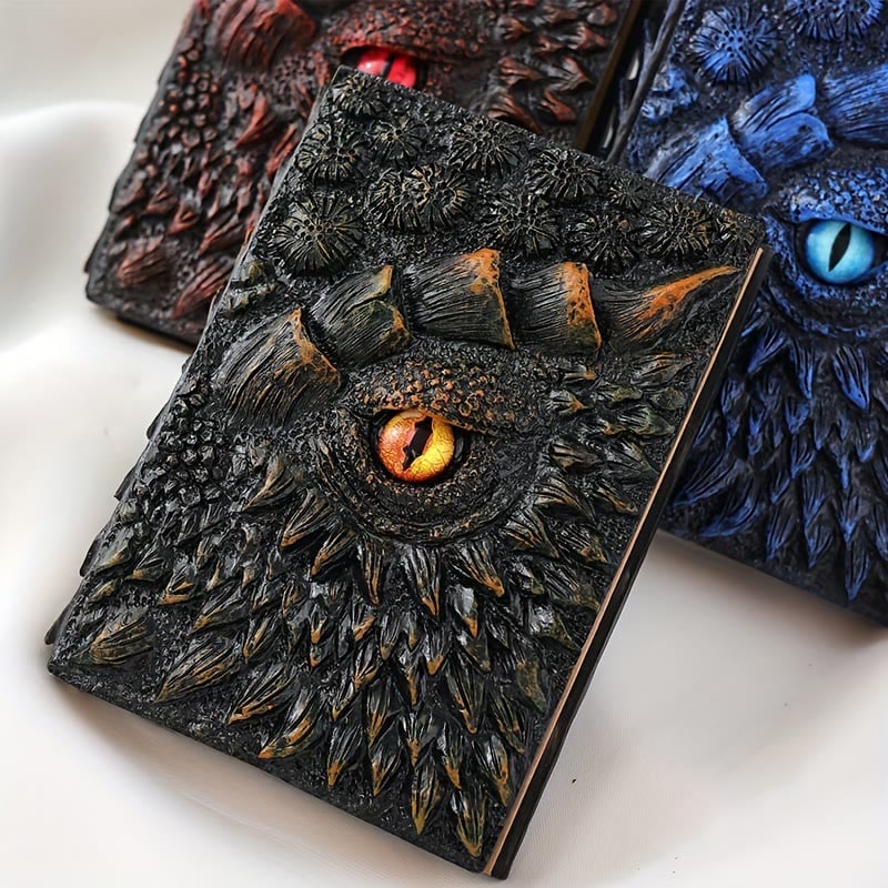 DragonBook™ – Handgefertigtes, geprägtes Harz-Tagebuch mit graviertem Einband