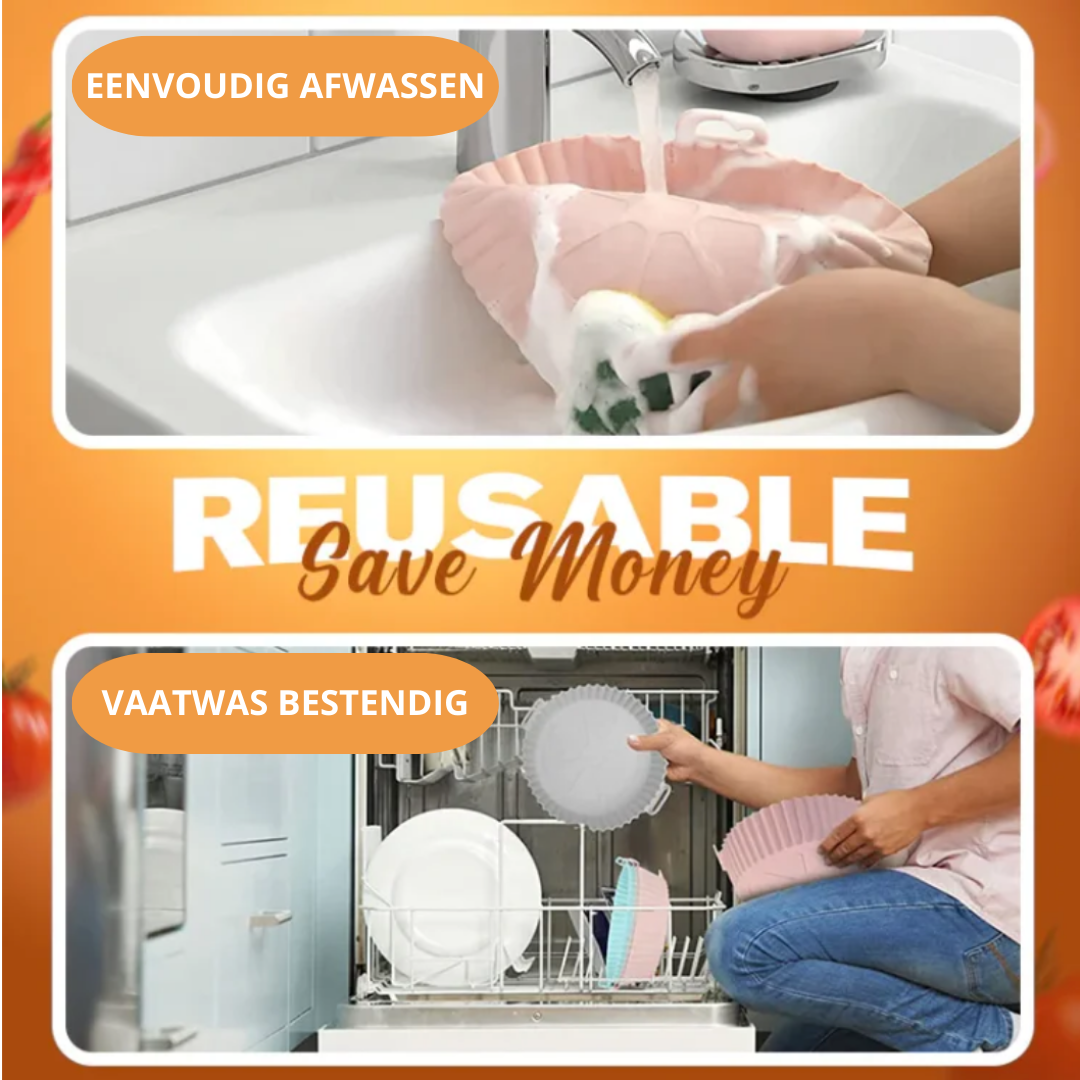 1+2 Gratis | EZClean Fryer - Wiederverwendbare Airfryer-Silikonschalen