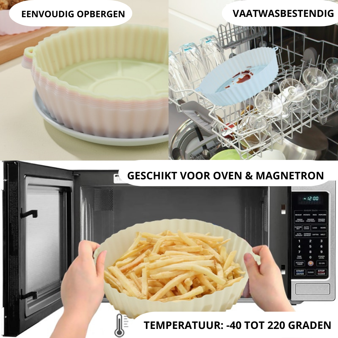 1+2 Gratis | EZClean Fryer - Wiederverwendbare Airfryer-Silikonschalen