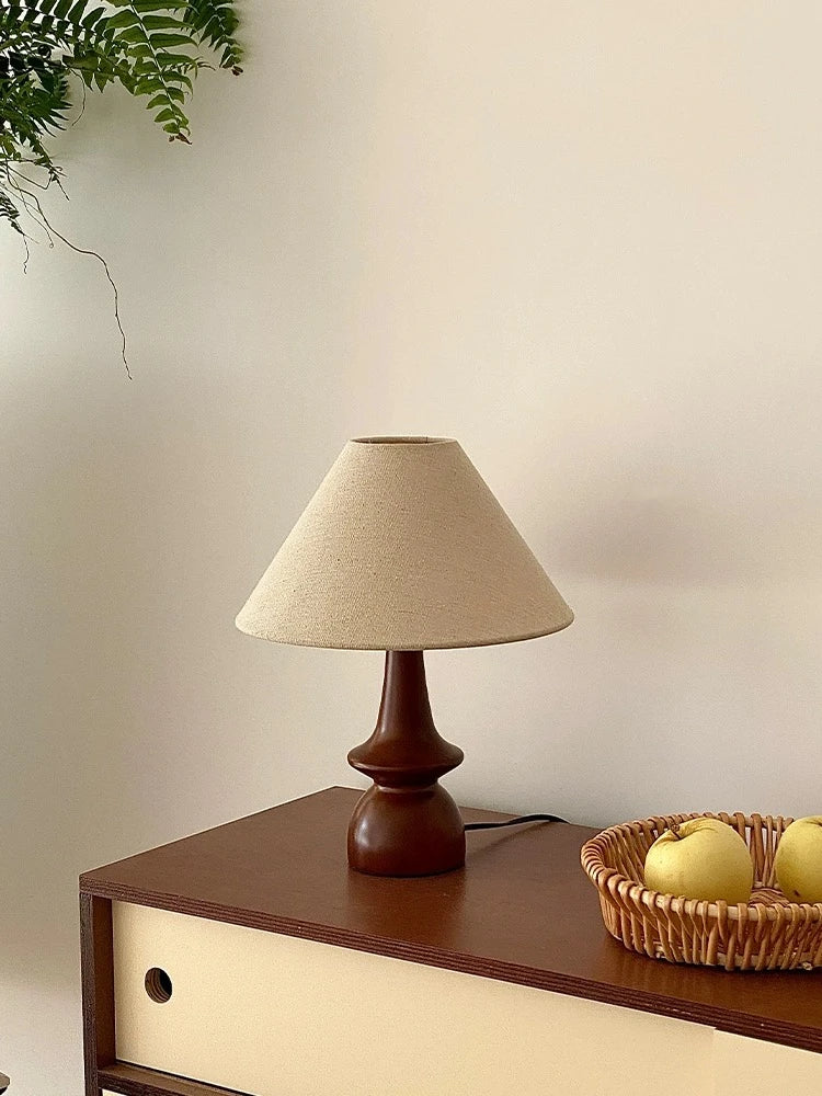 Tischlampe Massivholz Walnuss Nachttisch Wohnzimmer mit Glasschirm