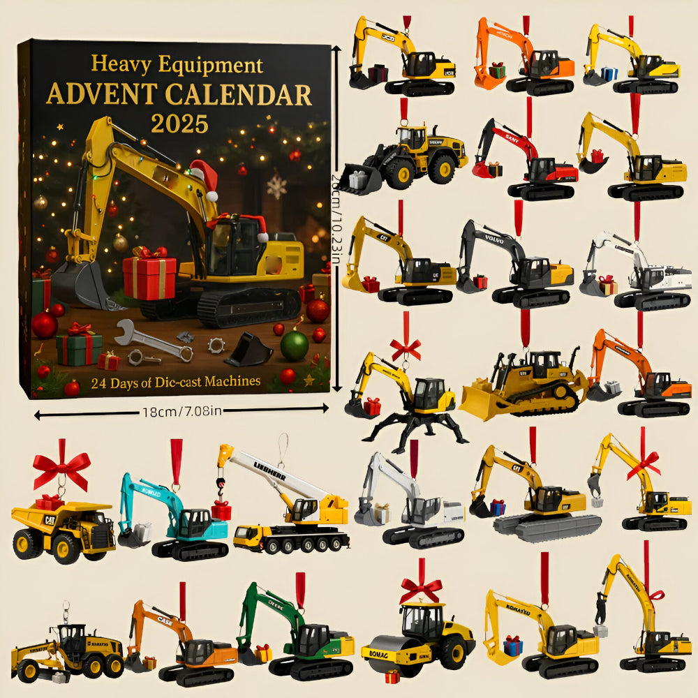 Adventskalender Baumaschinen 2025 | 24 Druckguss Modelle - Bagger, Kran, Traktor | Robuste Metallmodelle zum Sammeln und Spielen 6