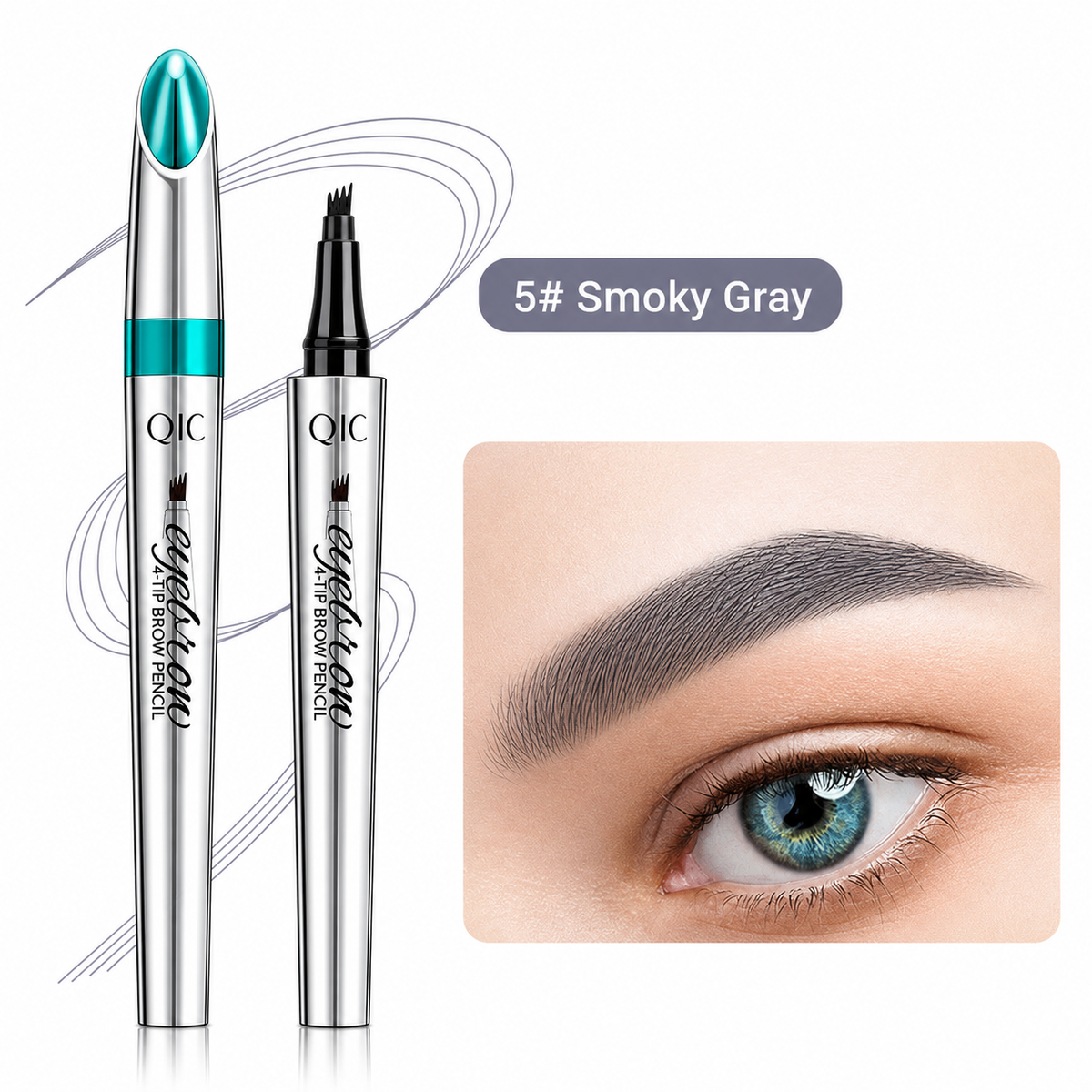 Augenbrauenstift für Damen | 4-fach Gabelspitze mit Microblading-Effekt | Wasserfest, langanhaltend, 2er-Set für alle Hauttöne 5