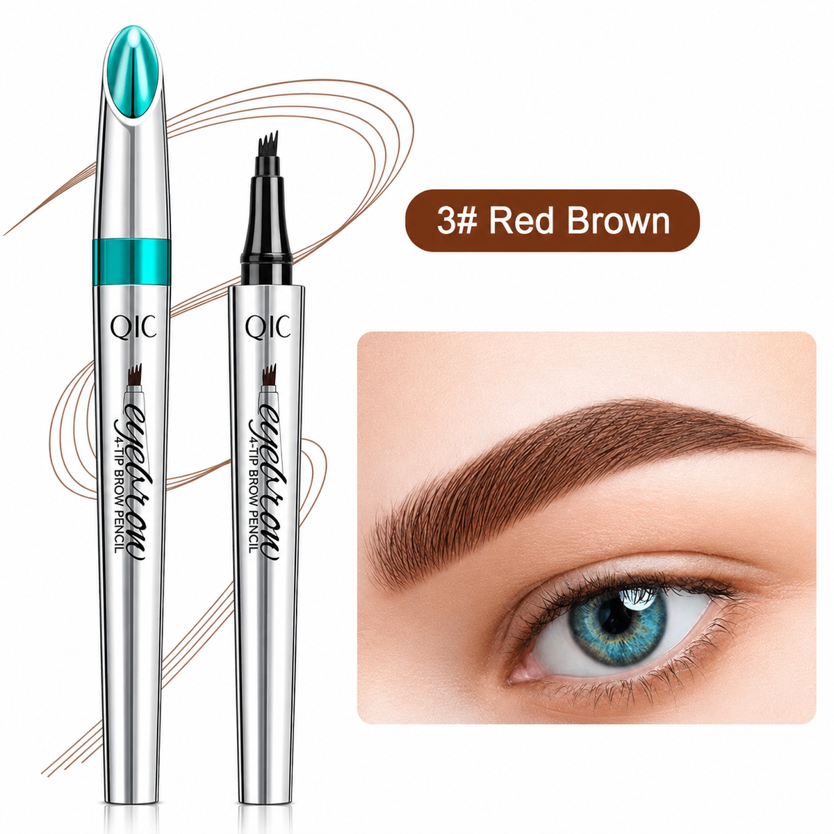 Augenbrauenstift für Damen | 4-fach Gabelspitze mit Microblading-Effekt | Wasserfest, langanhaltend, 2er-Set für alle Hauttöne 3