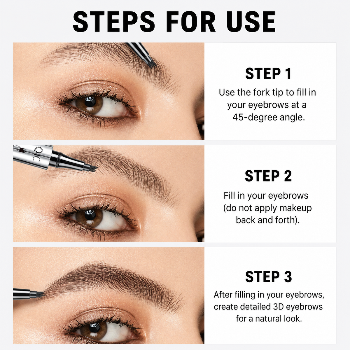 Augenbrauenstift für Damen | 4-fach Gabelspitze mit Microblading-Effekt | Wasserfest, langanhaltend, 2er-Set für alle Hauttöne 12