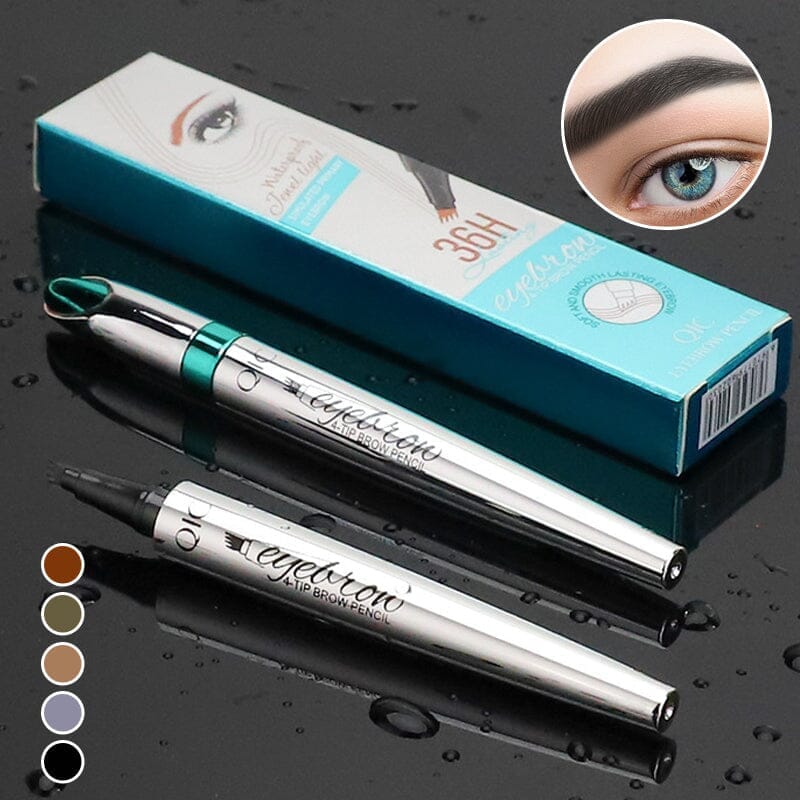 Augenbrauenstift für Damen | 4-fach Gabelspitze mit Microblading-Effekt | Wasserfest, langanhaltend, 2er-Set für alle Hauttöne 6