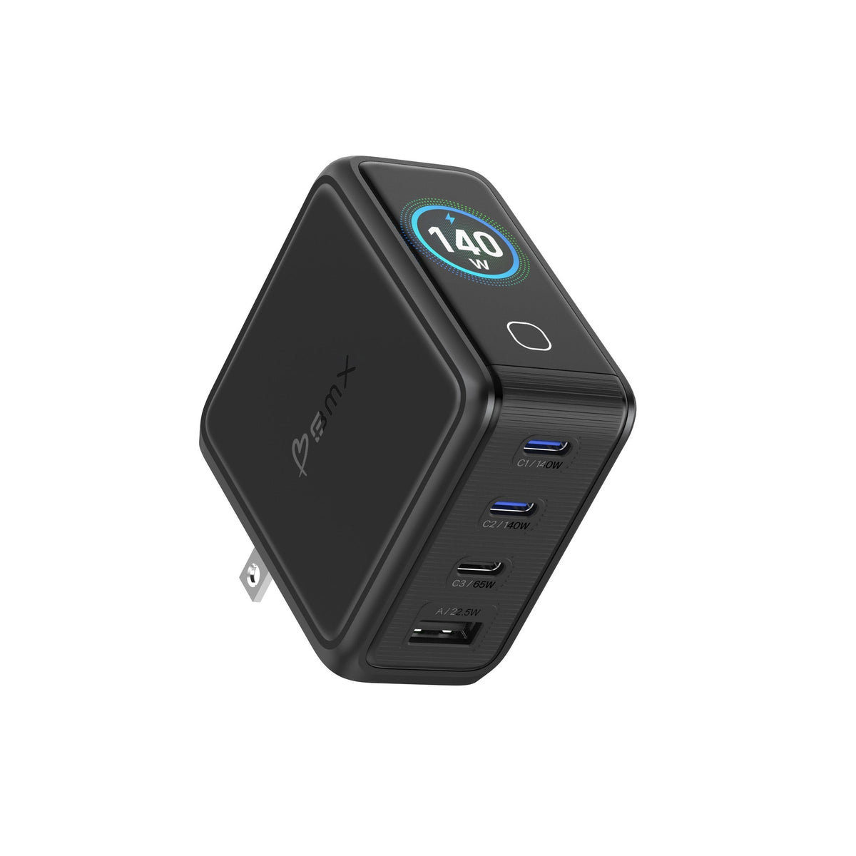 USB-C Ladegerät GaN 140 W Schnellladegerät 4 Anschlüsse mit LCD-Anzeige