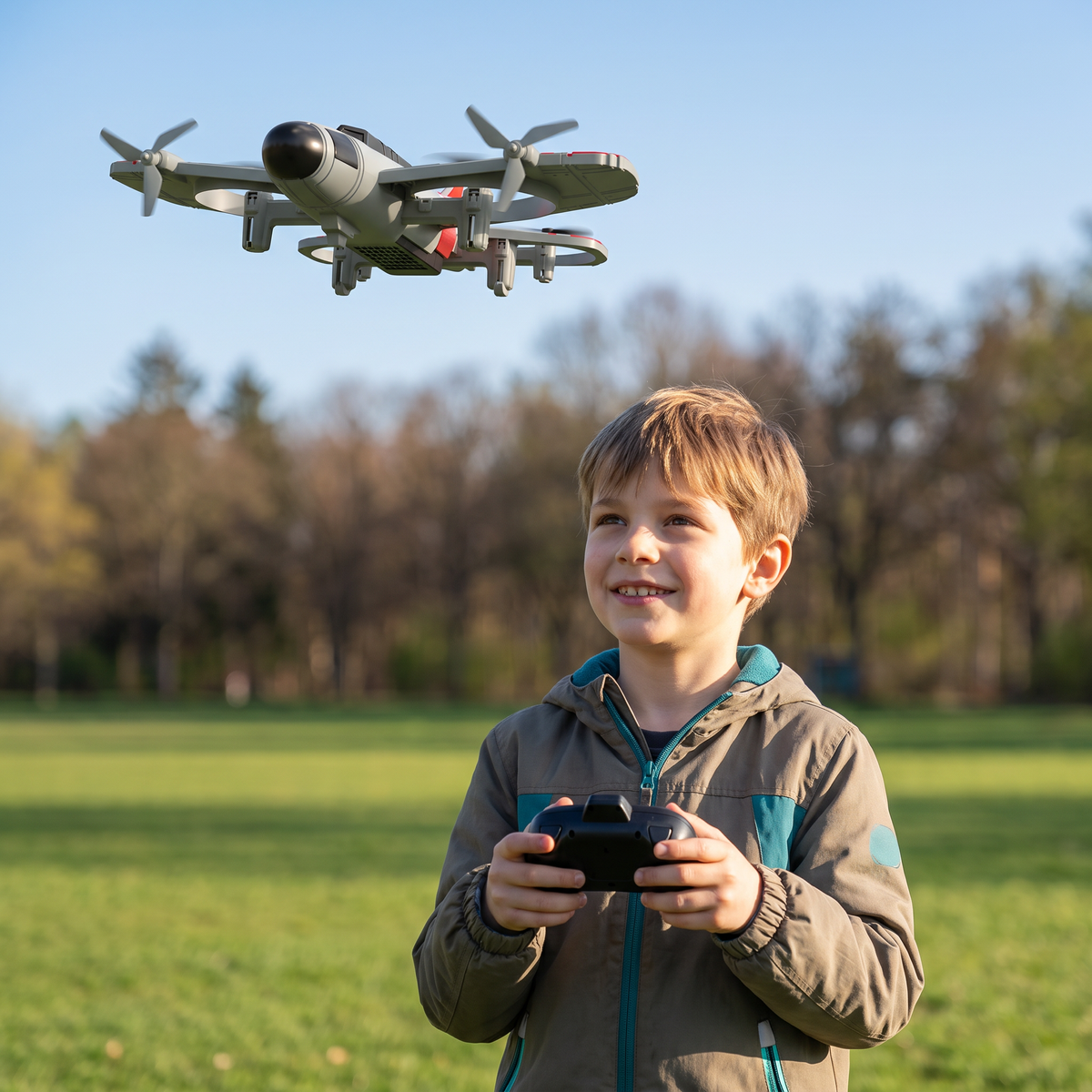 Ferngesteuertes Kampfjet- & Drohnen-Spielzeug 2-in-1 | Jet- und Drohnenflug kombiniert | Für drinnen und draußen geeignet 1