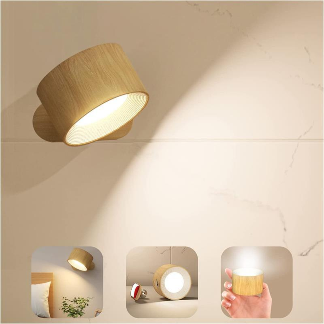 Wandleuchte kabellos & wiederaufladbar | 360° LED-Rundumlicht, 3 Farben | Wasserdicht, für Innen und Außen geeignet 9
