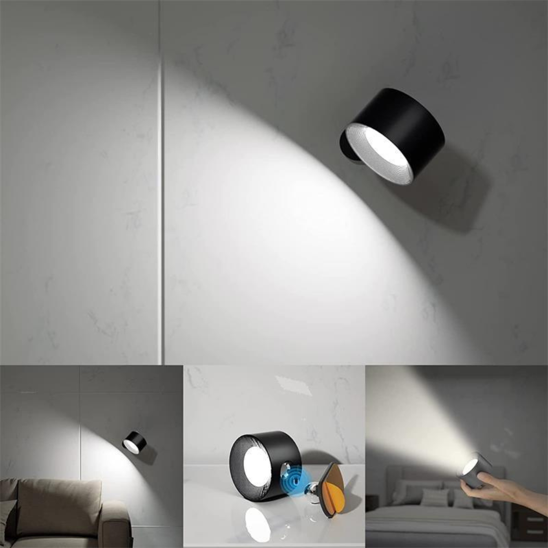 Wandleuchte kabellos & wiederaufladbar | 360° LED-Rundumlicht, 3 Farben | Wasserdicht, für Innen und Außen geeignet 5