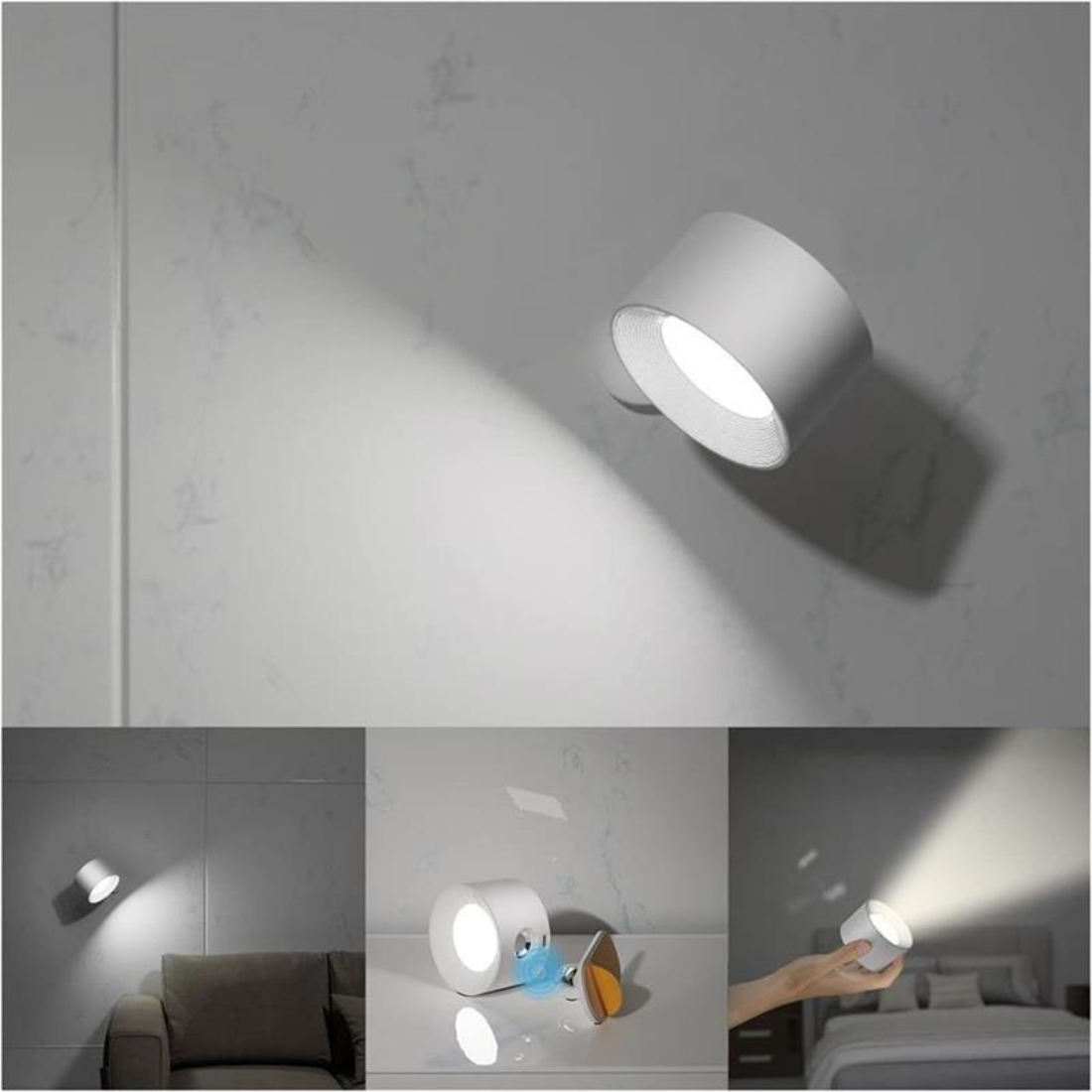 Wandleuchte kabellos & wiederaufladbar | 360° LED-Rundumlicht, 3 Farben | Wasserdicht, für Innen und Außen geeignet 6