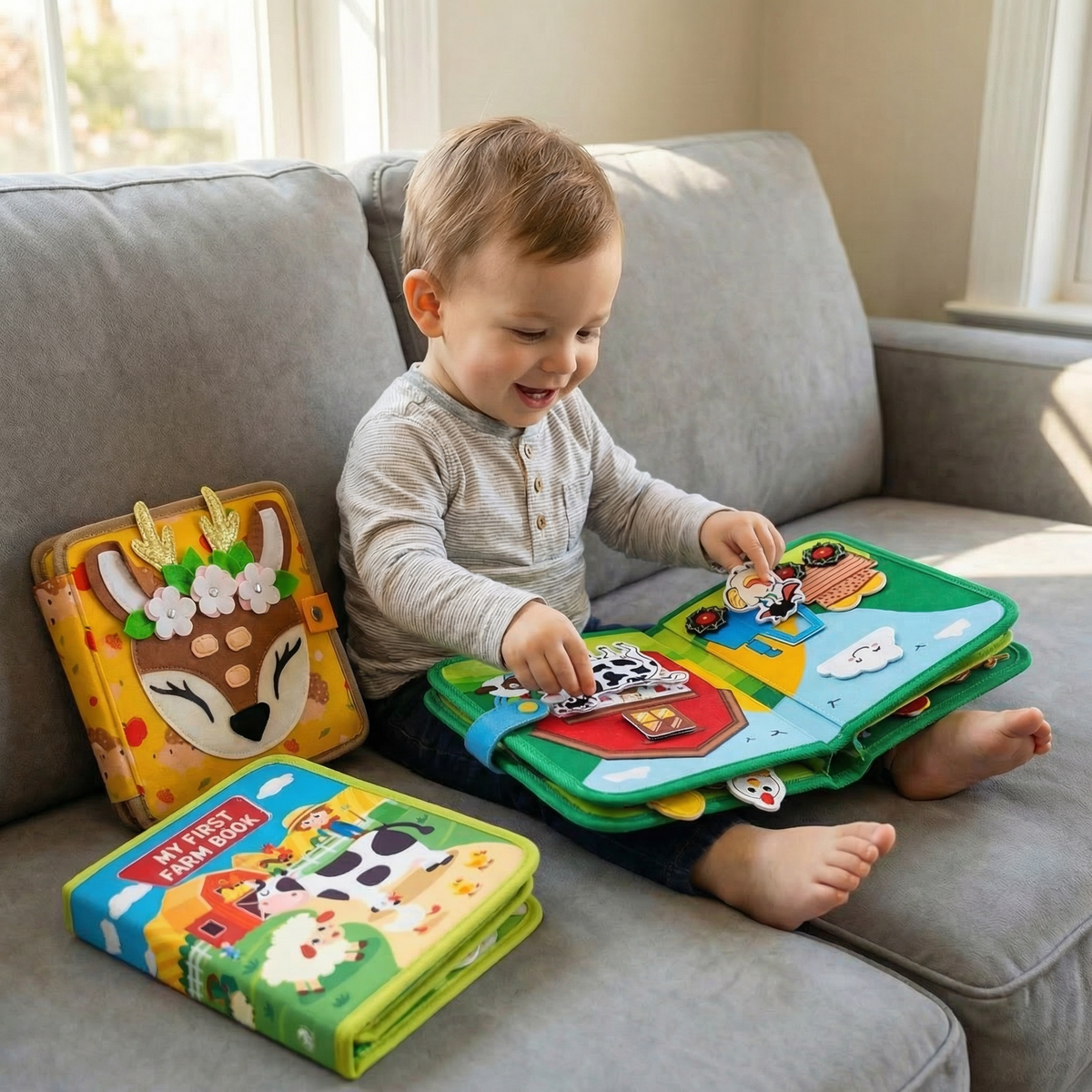 Montessori Lern- & Geschichtenbuch Set 3-teilig | Spielerisches Lernen & Erzählen | Fördert Konzentration bei Kindern 1