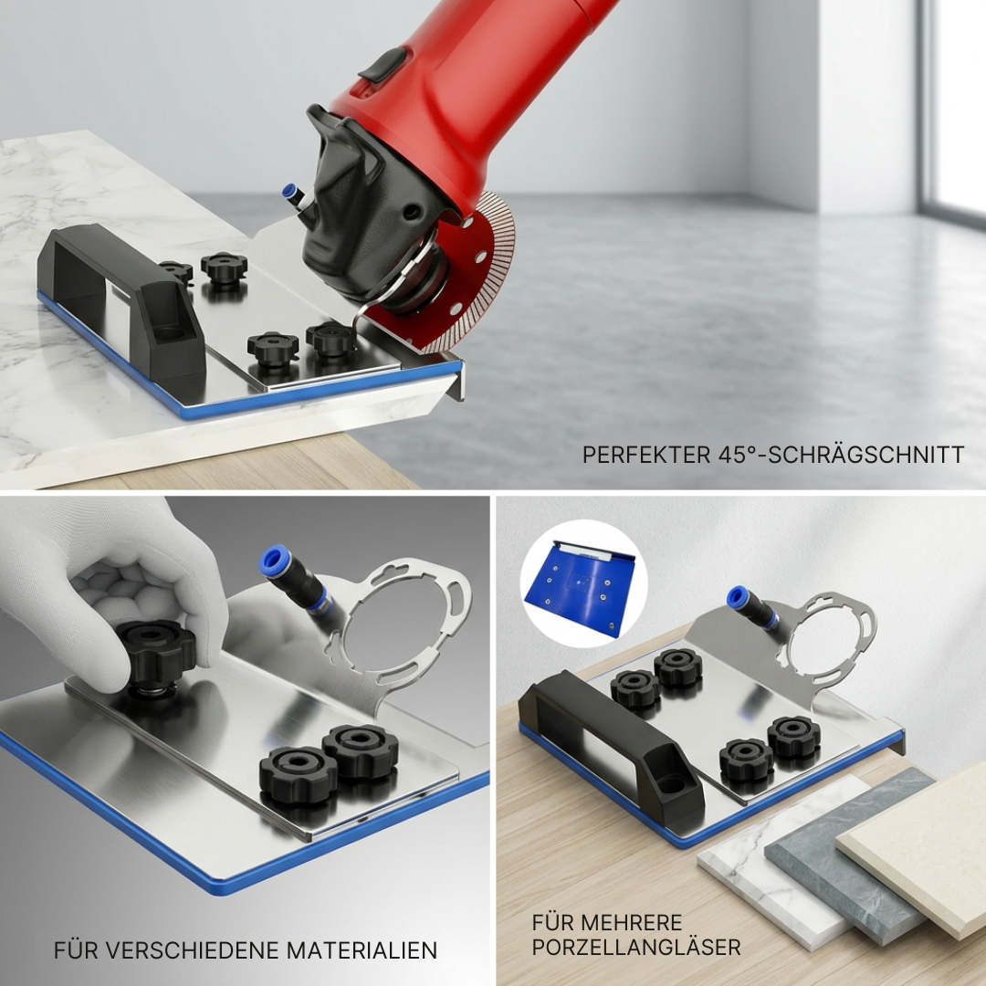 Halterung für Winkelschleifer Edelstahl | Für präzise 45°-Schnitte | Anti-Vibrations-System für 100-mm-Winkelschleifer 2