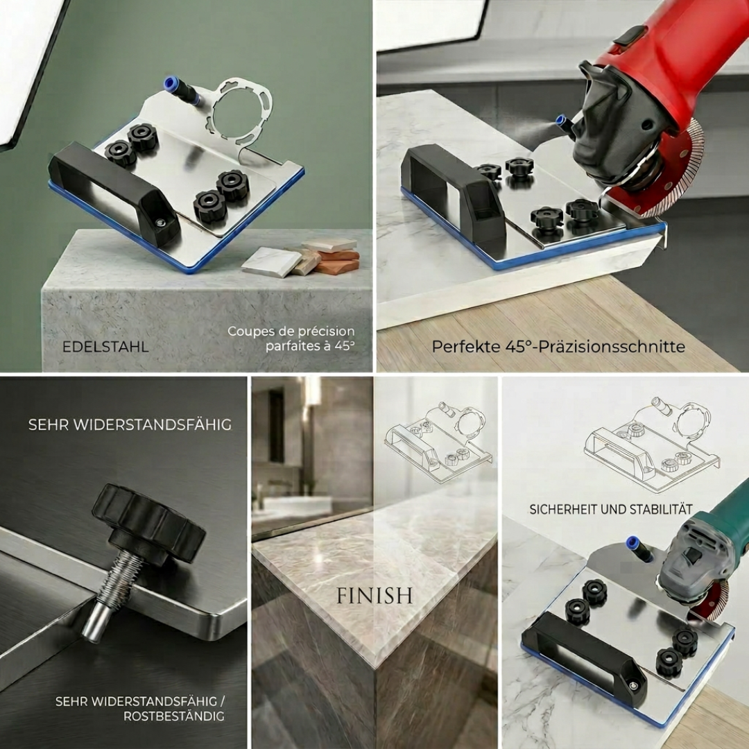 Halterung für Winkelschleifer Edelstahl | Für präzise 45°-Schnitte | Anti-Vibrations-System für 100-mm-Winkelschleifer 4