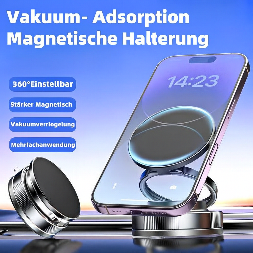 Magnetischer Handyhalter 360° drehbar faltbar mit Vakuum-Saugnapf