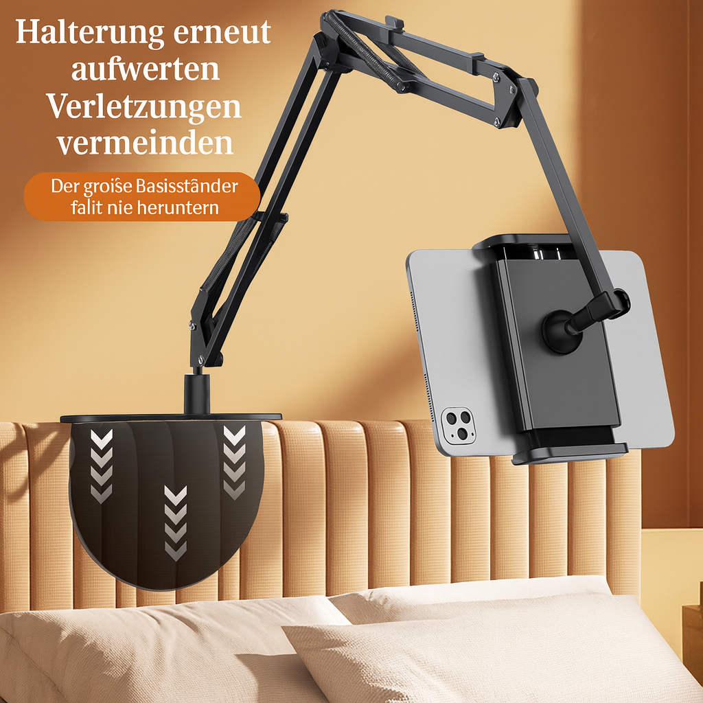 Verstellbare Handy- und Tablethalterung Aluminium | 360° drehbar, Mehrpunktarm | Freihändig für Bett, Sofa, Schreibtisch 7