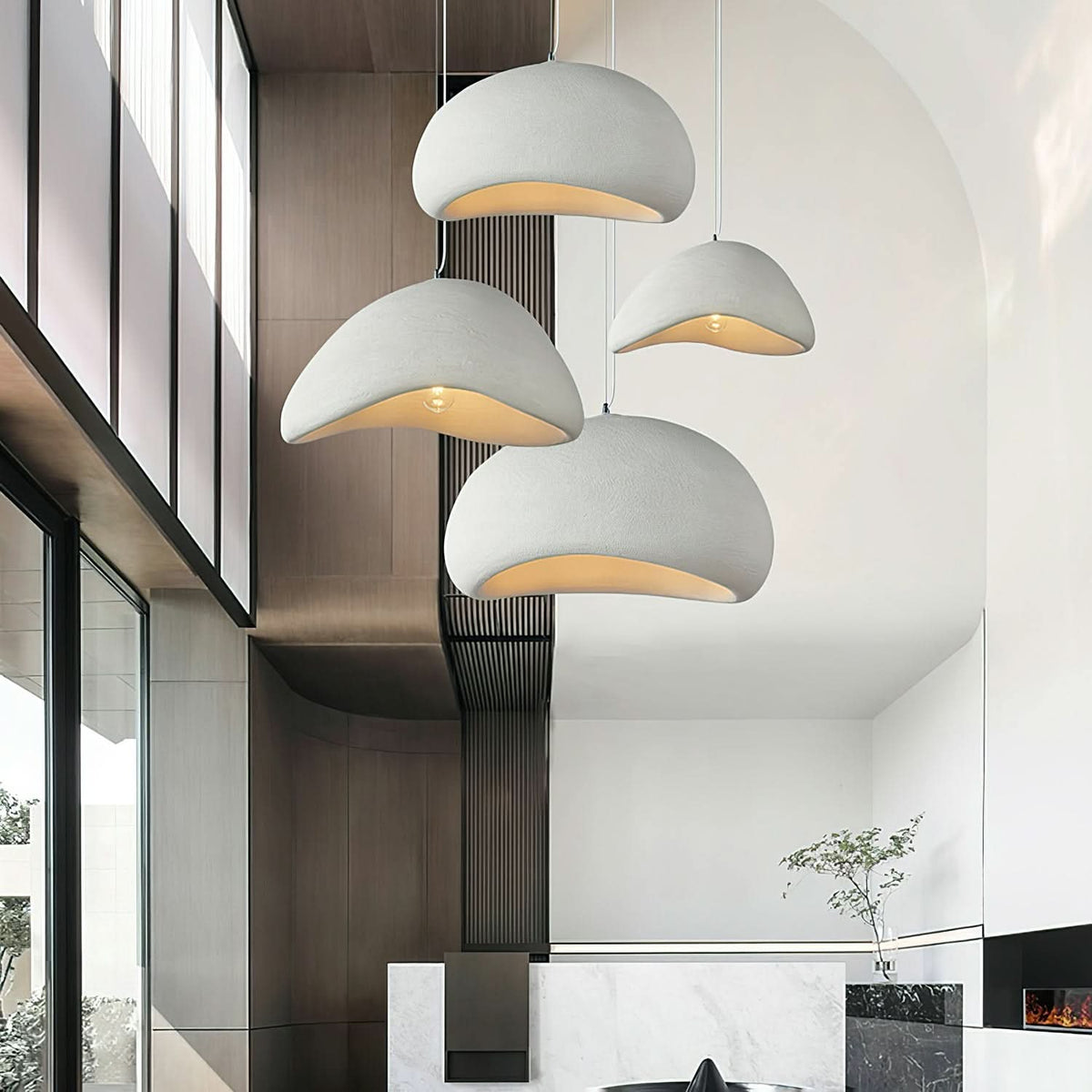Pendelleuchte Hochpolystyrol, 30-80 cm | Weiß oder Grau, 2 Modelle | Dimmbar mit E27, Aufhängung bis 120 cm verstellbar 10