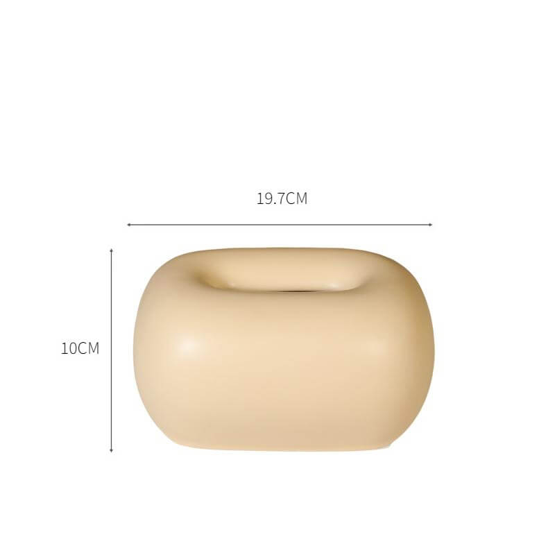 Keramik Taschentuchbox 10x10x19,7 cm | 4 Farben: Gelb, Weiß, Braun, Silber | Dezentes Design für Wohnzimmer & Schlafzimmer 12
