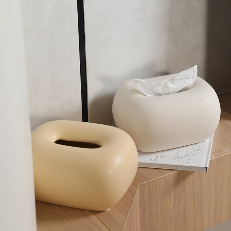 Keramik Taschentuchbox 10x10x19,7 cm | 4 Farben: Gelb, Weiß, Braun, Silber | Dezentes Design für Wohnzimmer & Schlafzimmer 4