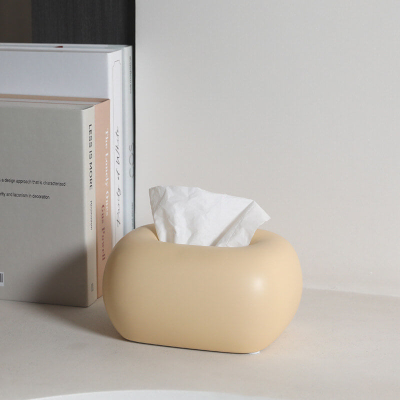 Keramik Taschentuchbox 10x10x19,7 cm | 4 Farben: Gelb, Weiß, Braun, Silber | Dezentes Design für Wohnzimmer & Schlafzimmer 6