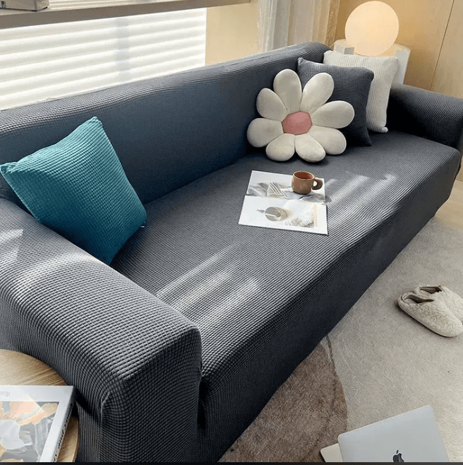 Sofabezug aus gerippten Jacquard-Stoff | Rutschfeste Rückseite für sicheren Halt | Maschinenwaschbarer Schutz für Sofas 1