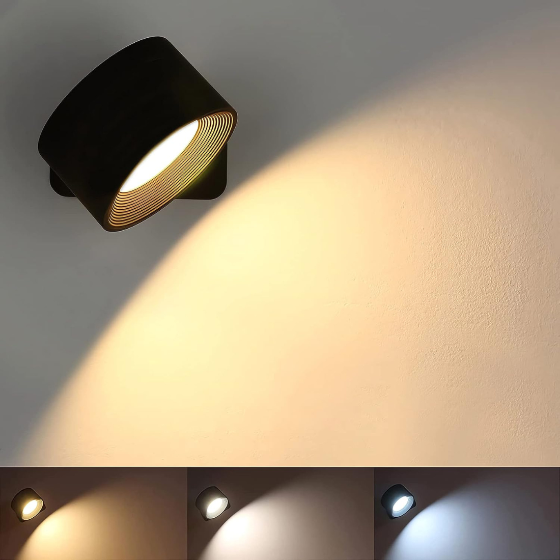 Wandleuchte kabellos & wiederaufladbar | 360° LED-Rundumlicht, 3 Farben | Wasserdicht, für Innen und Außen geeignet 7