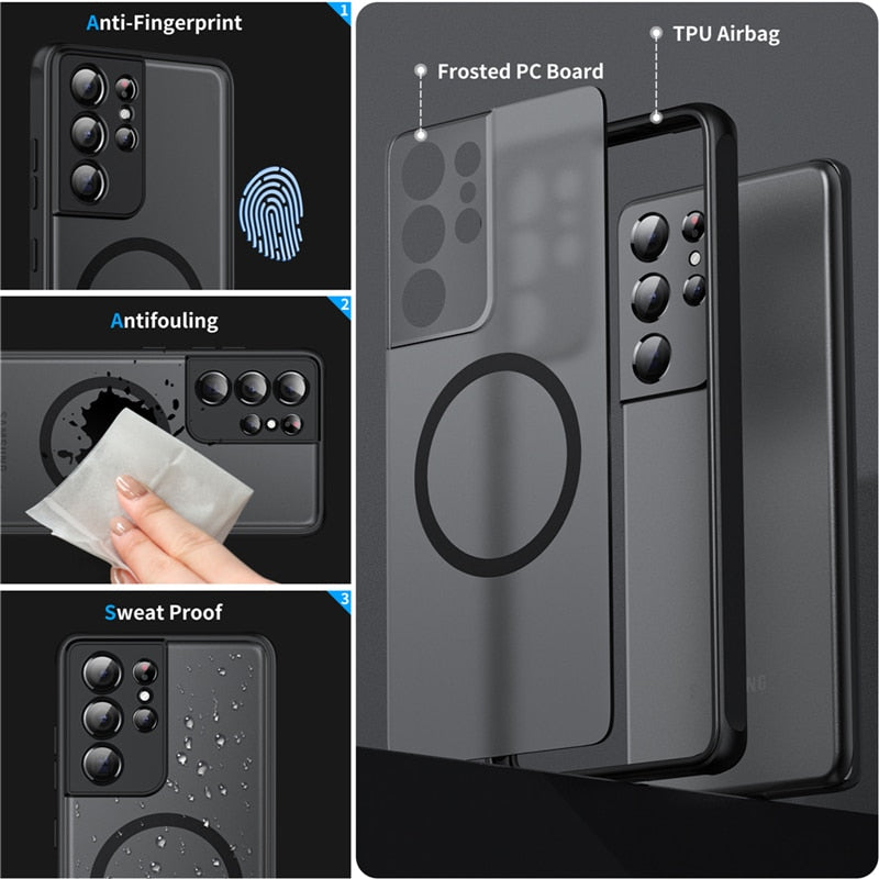 Magnetische Handyhülle für Samsung Galaxy S20 bis S23 | Stoßfester Rundumschutz | Passgenaue Aussparungen für Kamera & Anschlüsse 4