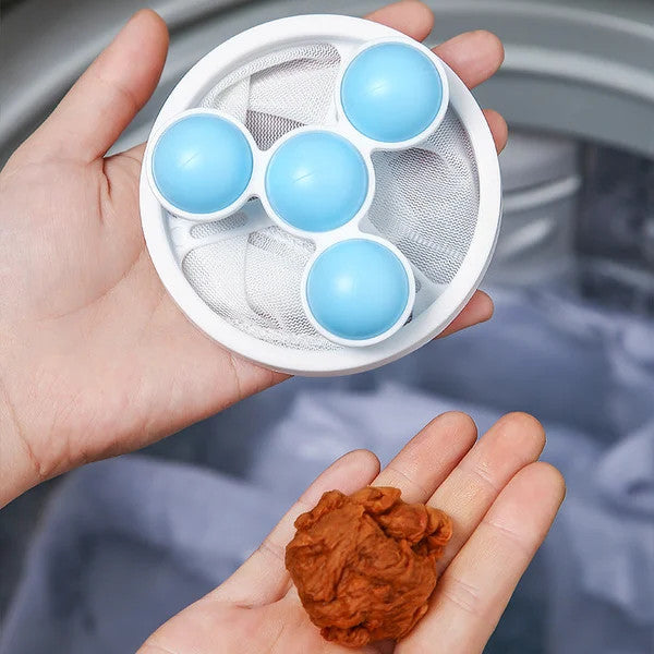 Fusselfänger für die Waschmaschine 15 x 8 cm | Nylon-Netz mit 3 Kugeln | Fängt Tierhaare und Fusseln beim Waschgang auf 5
