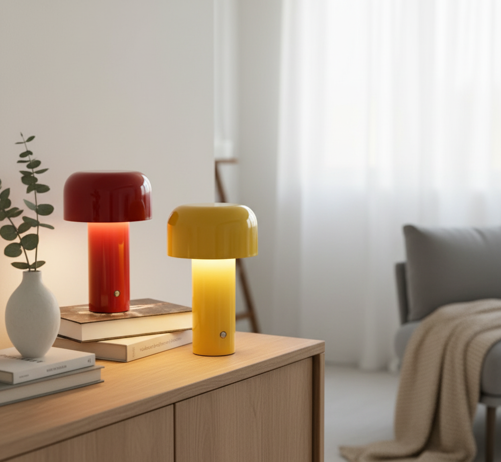 Pilz Tischlampe LED Aluminium 21 × 12,5 cm | 3-Stufen dimmbar & wiederaufladbar | Kabellos für drinnen & draußen 1