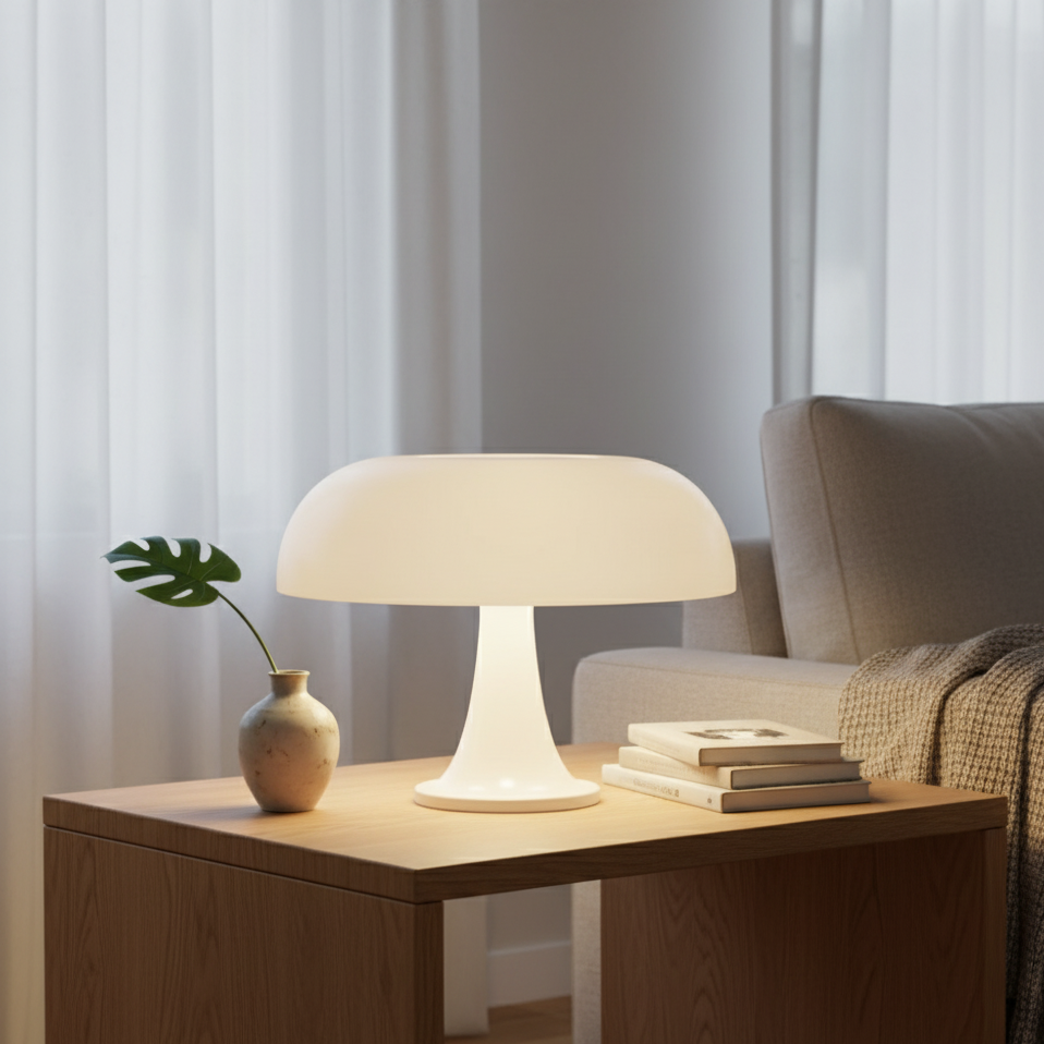 LED-Tischlampe Pilzform ABS-Kunststoff, 28 x 28 x 19,5 cm | Farbe Orange oder Weiß | Dimmbar, 3 Lichtmodi, Type-C-Ladung 2