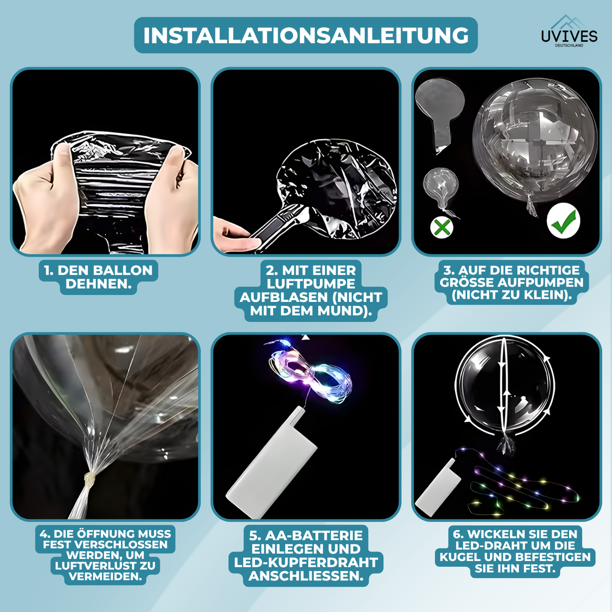 LED-Luftballons Party-Deko | 45 cm Durchmesser, 10er-Set | Wiederverwendbar, ungiftig, dimmbares Dauerlicht in 6 Farben 3