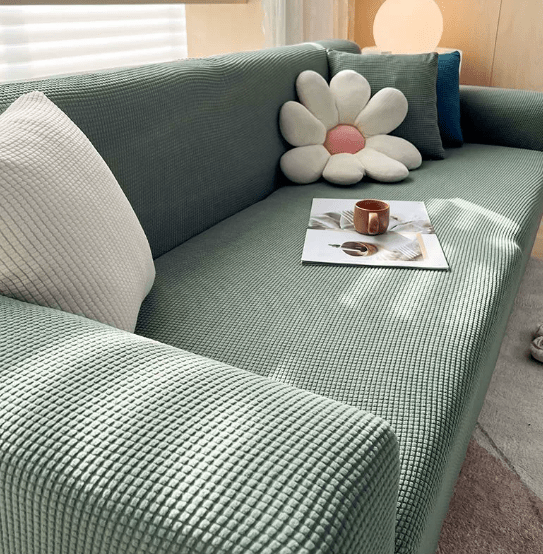 Sofabezug aus gerippten Jacquard-Stoff | Rutschfeste Rückseite für sicheren Halt | Maschinenwaschbarer Schutz für Sofas 2