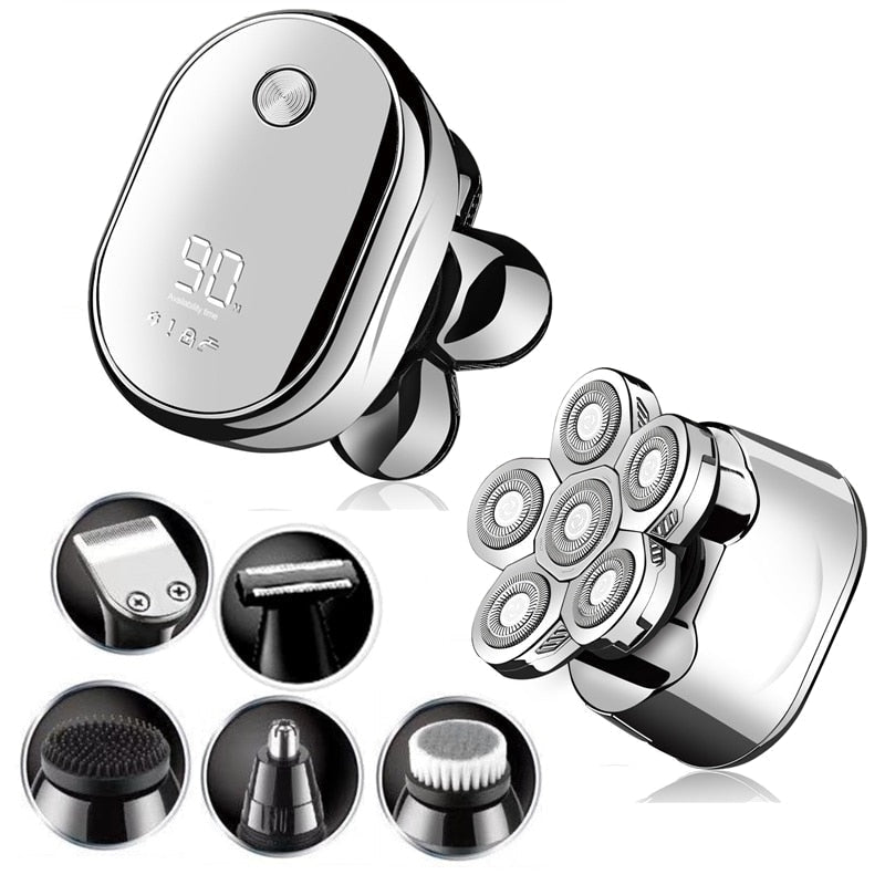 6-in-1 Elektrorasierer Herren | Rasierkopf, Bartrimmer & Nasenhaartrimmer | USB-Akku, wasserdicht, Nass- & Trockenrasur 2