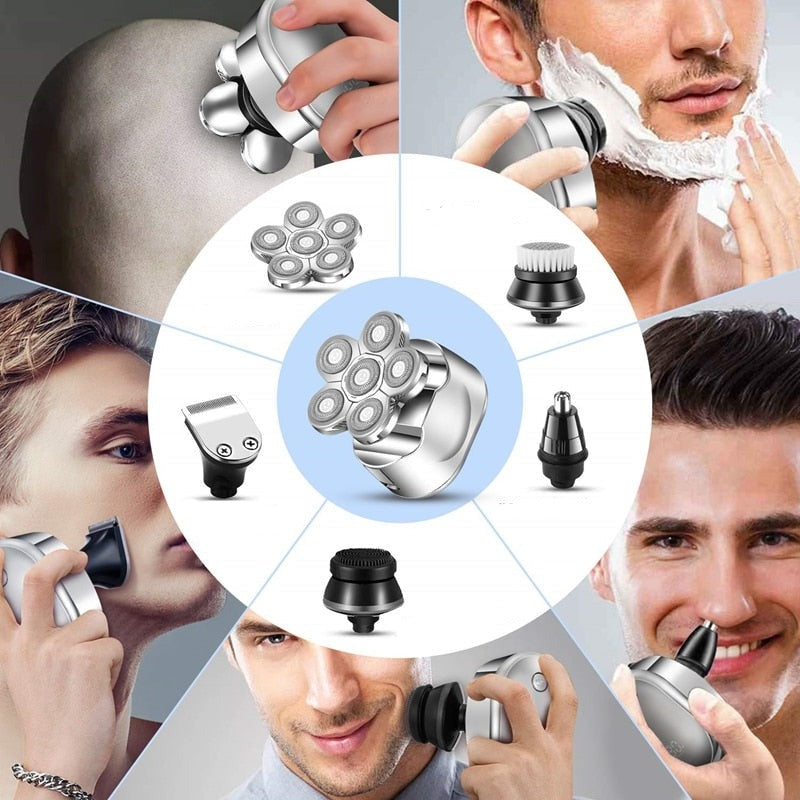6-in-1 Elektrorasierer Herren | Rasierkopf, Bartrimmer & Nasenhaartrimmer | USB-Akku, wasserdicht, Nass- & Trockenrasur 4