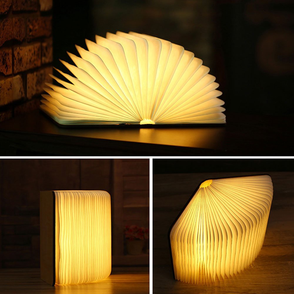 Leselampe aus Holz | Klappbar, USB-wiederaufladbar, 3 Lichtfarben dimmbar | Kompakt und reisebereit für jeden Ort 1