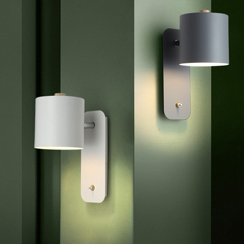 LED Wandleuchte aus Metall mit Schalter | Weiß, Grün, Grau | Direkt bedienbar mit Ein-/Ausschalter für Wohn- und Schlafzimmer 1
