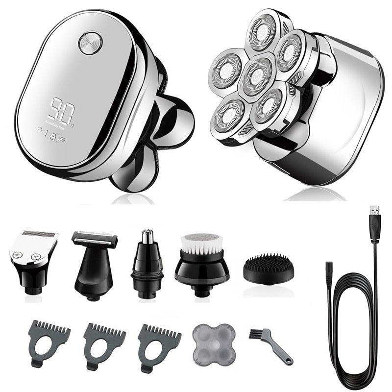 6-in-1 Elektrorasierer Herren | Rasierkopf, Bartrimmer & Nasenhaartrimmer | USB-Akku, wasserdicht, Nass- & Trockenrasur 1