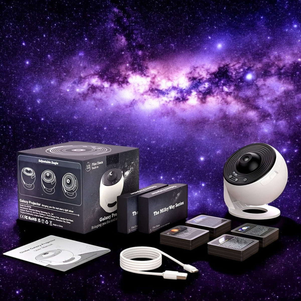 Galaxie-Projektor Sternenhimmel 360° | 13 Projektionsscheiben, doppelte Helligkeit | Abschaltautomatik, leises Nachtlicht 8