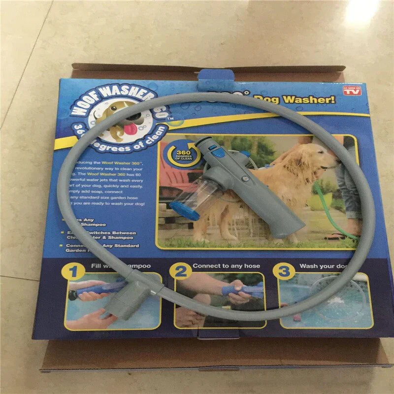 360° Hundedusche aus ABS und PP | 2-in-1 Shampoospender integriert | Passt an jeden Gartenschlauch, für alle Hunderassen 12
