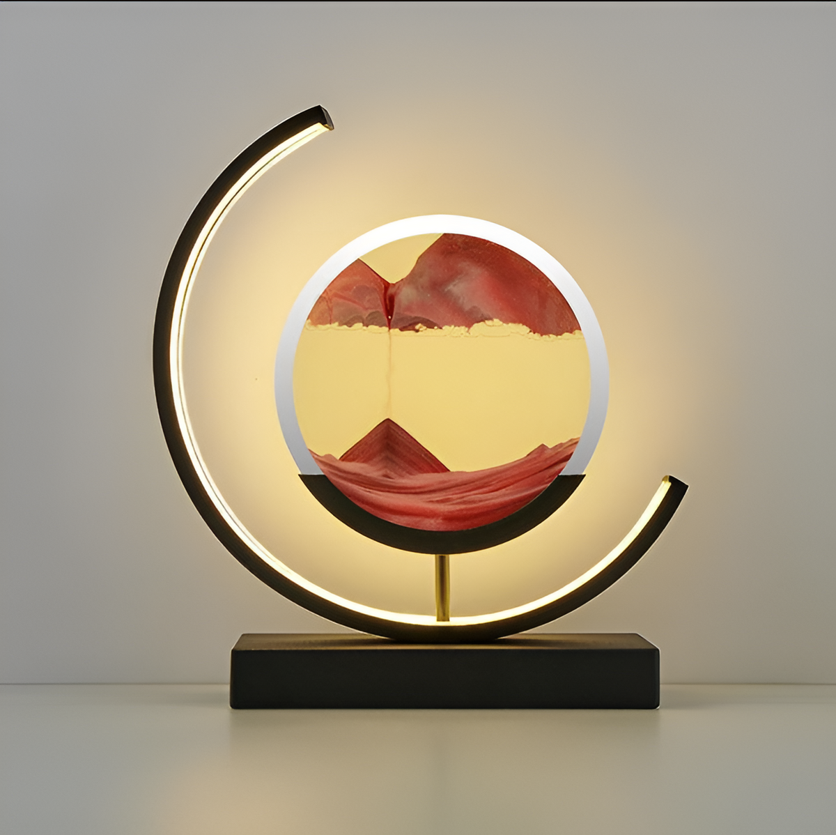 Sandkunst-Tischlampe aus Metall & Glas, 25,4 x 27,9 cm | Dimmbares LED-Licht, 4 Farben | Kabellos, entspannend 3