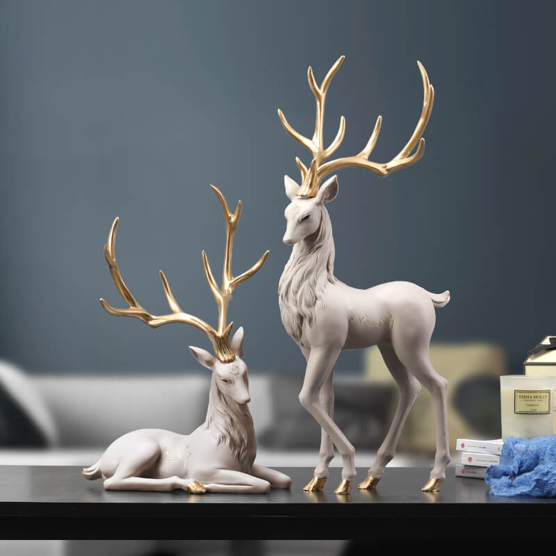 Elch Figur aus Kunstharz | Stehend oder Liegend erhältlich | Dekorative Skulptur für Regal, Sideboard und Wohnraum 3
