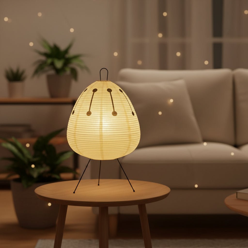 Tischlampe Reispapier japanisch minimalistisch mit blendfreiem Licht
