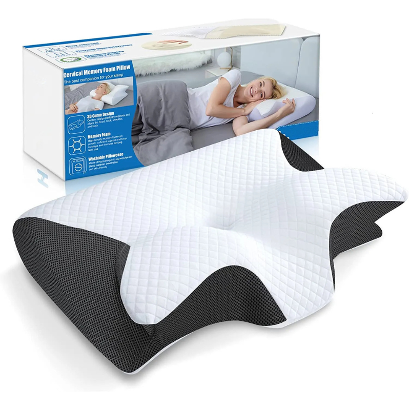 Ergonomisches Nackenstützkissen Memory-Schaum | Passt sich Kopf- und Nackenkontur an | Für schmerzfreien, erholsamen Schlaf 9