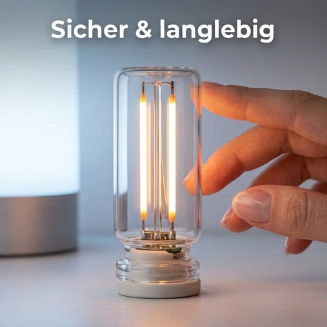 USB-Touch-Nachtlicht Keramik & Wolframdraht | Stufenlose Touch-Dimmung im Retro-Design | Energiesparend, 20.000 Std. Lebensdauer 2