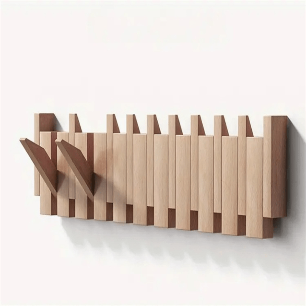Klappbare Wandgarderobe aus Holz | Klavier-Design mit Klapphaken | Platzsparende Wandmontage für Flur, Büro & Schlafzimmer 8