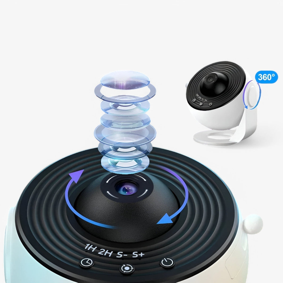 Galaxie-Projektor Sternenhimmel 360° | 13 Projektionsscheiben, doppelte Helligkeit | Abschaltautomatik, leises Nachtlicht 4